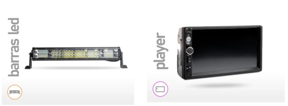 Produtos JP2 - Barras LED e Player